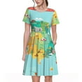 thumbnail image 1 of Fotbe Robe Motif Carte Touristique USA Décontractée Mode Femme Manches Courtes Robe Maxi Robe T-Shirt Rayée Longue à Blocs de Couleur, 1 of 6