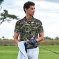 thumbnail image 5 of Balery Flamingos And Palm Leaves Printed Men’s Short Sleeve Polo Shirt, Midweight Men's Shirt,Golf Polo shirts -Medium, 5 of 8