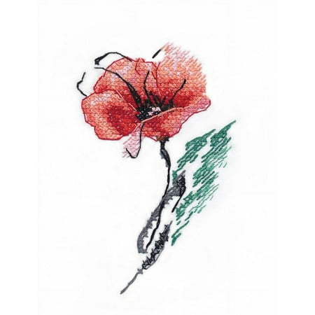 UPC: 4680021533037 | Counted Cross Stitch Kit Pattern on Aida Mac 1419 Needlework By Oven Red Green Flower Easy