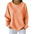 thumbnail image 2 of Vintage Hoodies Women Long Sleeve Women's Striped Crewneck Sweatshirt Oversized Long Sleeve Pullover Hoodless Tops Loose Casual Loungewear Orange L, 2 of 8