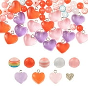1Set DIY Jewelry Making Kits Including Round Striped Imitation Cat Eye Heart Imitation Druzy Gemstone Resin Beads 156pcs/set