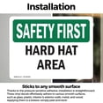 thumbnail image 3 of (2 Pack) Hard Hat Area OSHA Safety First Sign 7 Inch X 5 Inch Vinyl Label Decal Sticker Weather Resistant, UV Protected for Workplace, Business, and Construction Site, Made in the USA, 3 of 7