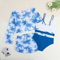 thumbnail image 6 of CAICJ98 Girl's 4 Piece Color Block Swimsuit and Coverup Set Tree Print Boho Bathing Suits for Girls Swimwear (11-12 Years,Blue), 6 of 6