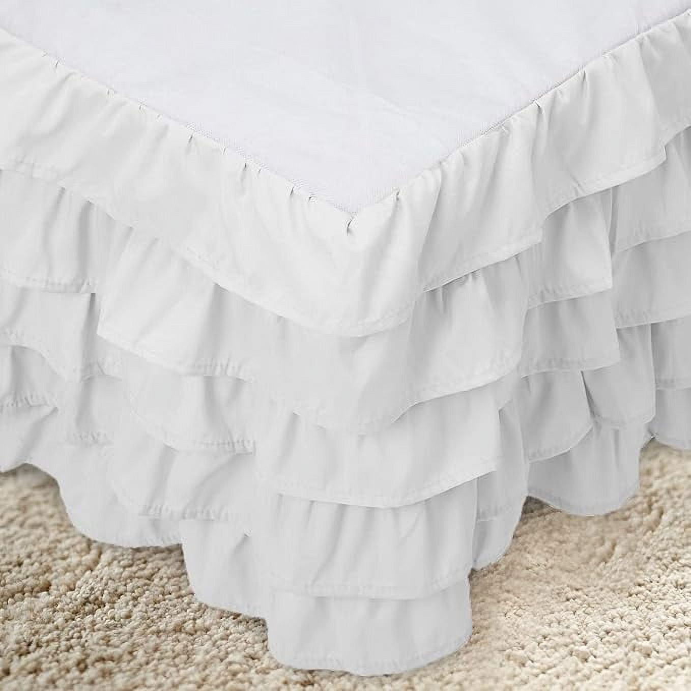 Elegant Comfort Leila Collection Multi-Ruffle Bed Skirt, 1500 Thread Count, Easy Fit Dust Ruffle, 15 inch Drop, Wrinkle and Stain Resistant, MultiRuffle, King, Snowy White
