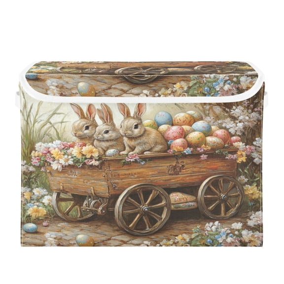 Storage Box With Lid 16.5x12.6x11.8In Foldable Stacked Household Storage Box Three Easter Bunnies