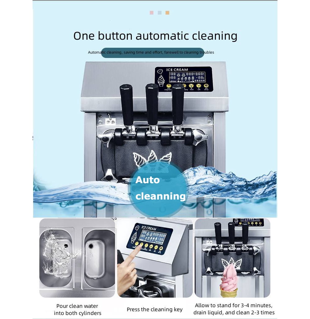 Three Flavors Soft Serve Ice Cream Maker Machine Sweet Cone Freezing Vending Machine