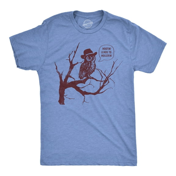 Mens Funny T Shirts Hootin Leads to Hollerin Sarcastic Owl Graphic Tee for Men Graphic Tees