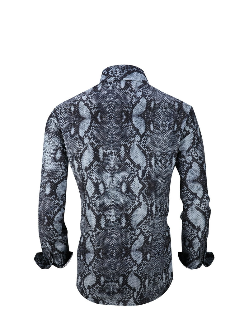 mens snakeskin dress shirt Amazon.com: Mens Premiere Long Sleeve Button Down Designer Dress Shirt  Animal Print Reptile Snake Skin Design Premium Untucked Shirt (Black