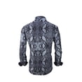 thumbnail image 2 of Men PREMIERE Long Sleeve Button Down Dress Shirt Black Snake Skin Print, 2 of 3