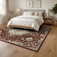 thumbnail image 3 of ODIKA 6'x9' Washable Area Rug Non-Slip, Chair-Friendly, Oriental Medallion With Distressed Floral Scroll Border Boho Flowing Dynamic for Dining Room, Under Table, Office Décor, 3 of 7