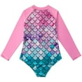 thumbnail image 3 of Esaierr Kids Toddler Girls Rash Guard Swimsuit Onesies UPF 50+ Sun Protection Swimwear Long Sleeve Zipper Front Bathing Suit for 4-12T, 3 of 7