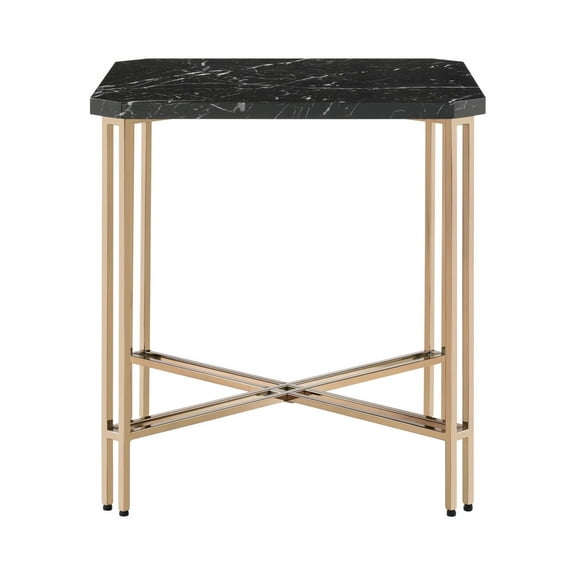 Steve Silver Daxton Black Faux Marble and Gold Metal End Table