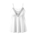 thumbnail image 4 of TEAJOPSUU Women's Plus Size Cami Tops Spaghetti Straps V Neck Sleeveless Tank Tops Trendy Lace Trim Crisscross Front Solid Summer Camisole Shirts White, 4 of 7