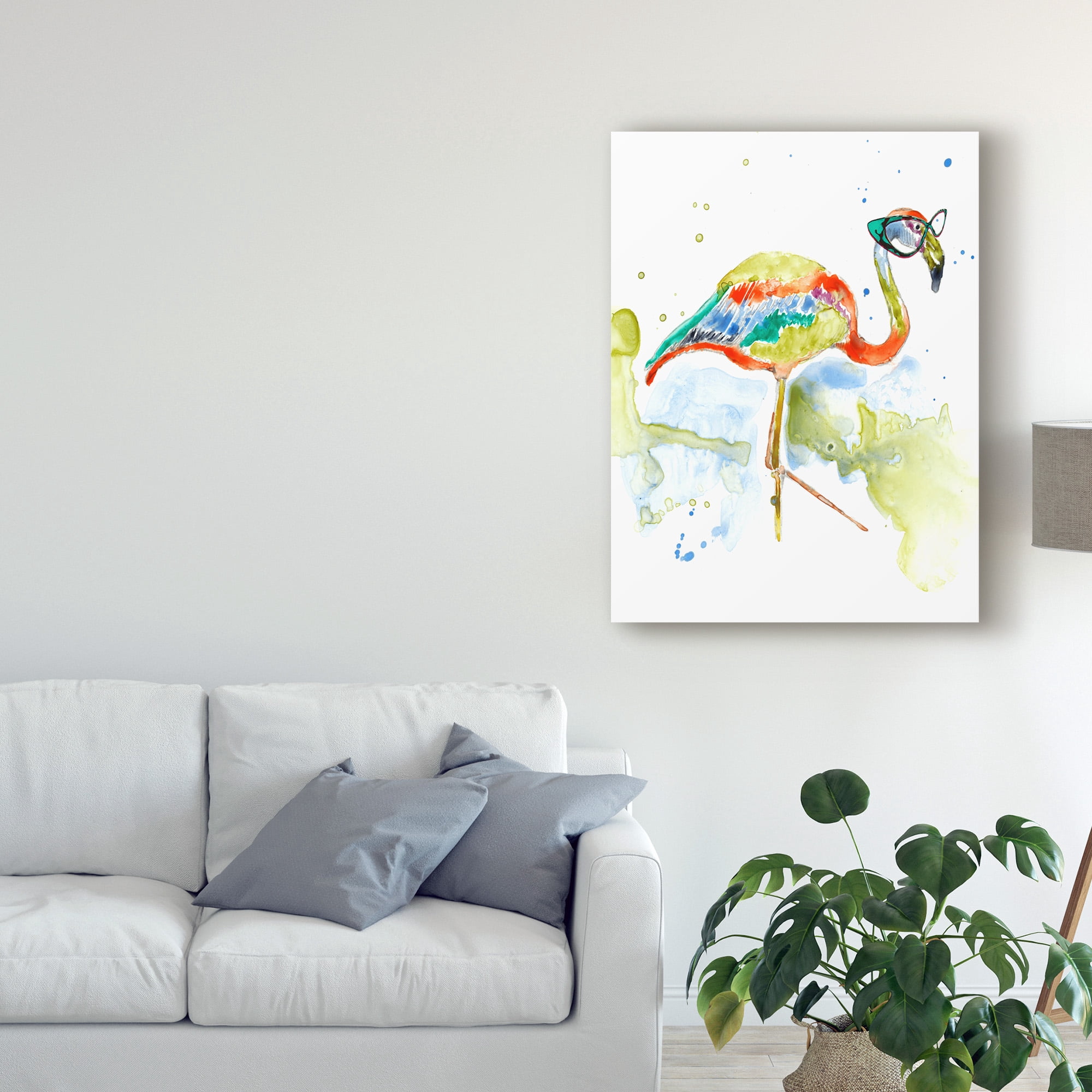 Trademark Fine Art 'Smarty Pants Flamingo' Canvas Art by Jennifer Goldberger