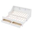 thumbnail image 5 of Euroco Wood Twin to King Size Captain Bed with Trundle and Drawers, Storage Platform Bed with Bookcase and USB Charging Station, White, 5 of 12