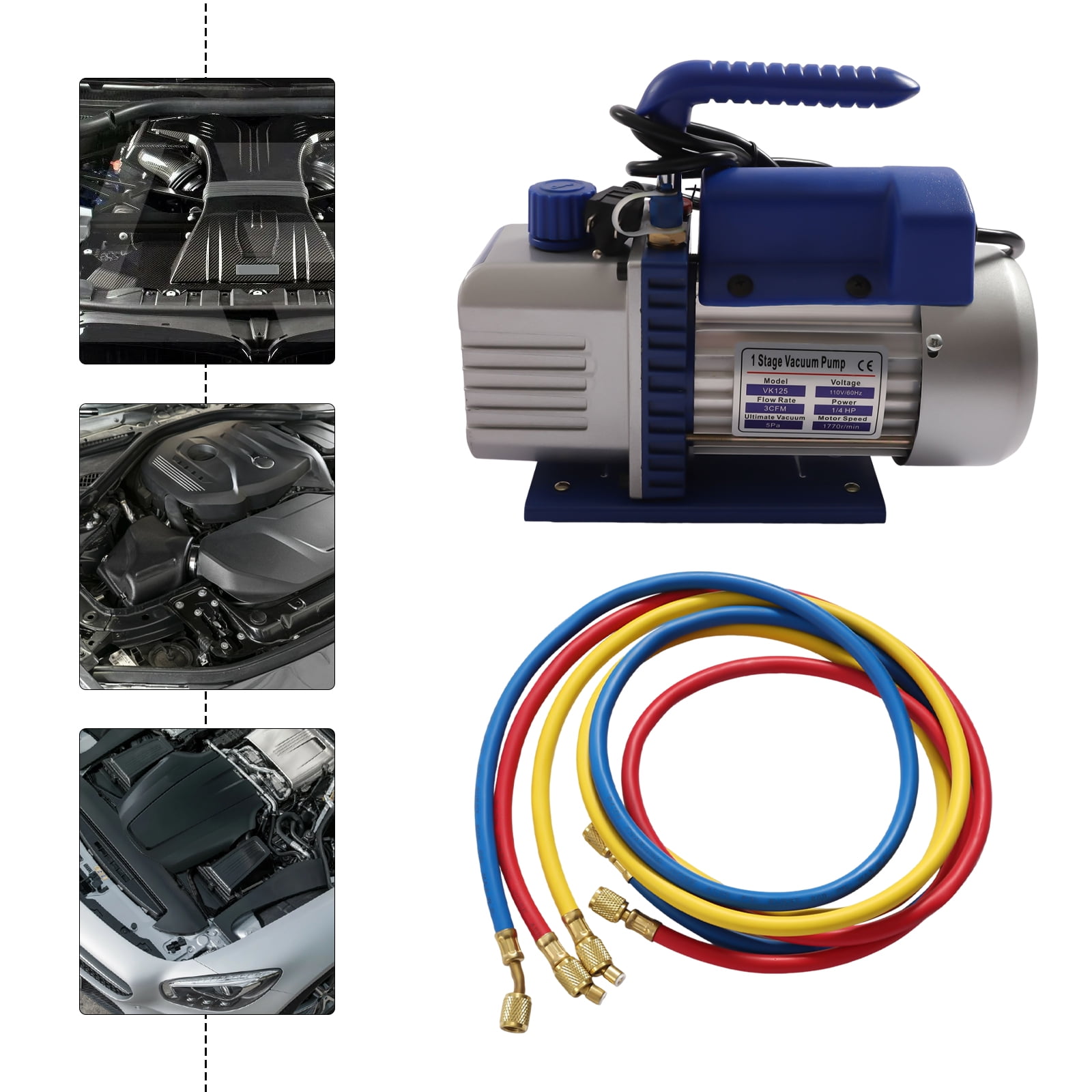 Vacuum Pump Manifold Gauge Set Home Automobile Air Conditioners Repair Tool A/C Refrigeration Kit Fit R134a R410a and 1/4" Hose