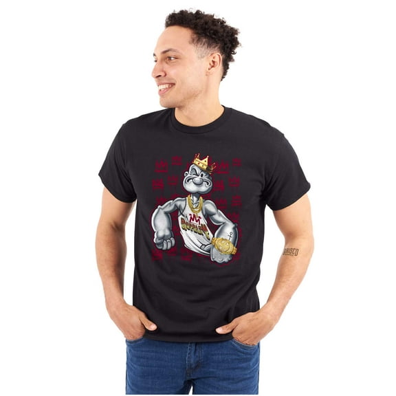 Urban Popeye King Crown Graffiti Men's Graphic T Shirt Tees Brisco Brands S