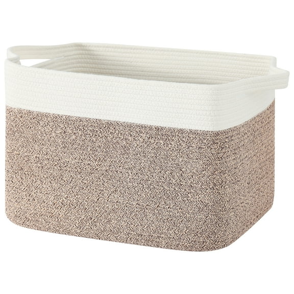 VeluraHome Blanket Basket,Cotton Rope Basket For Living Room, Bedroom,Toy Storage with Handle