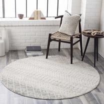 Hauteloom Harput Living Room, Bedroom Area Rug - Bohemian/Global - Gray, White - 10'-Round