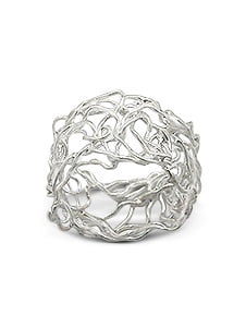 Unique Filigree Wirework Wide Band Sterling Silver Ring - Handcrafted, Sizes 5-13, Approx. 16mm Width