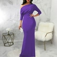 thumbnail image 2 of Aayomet Prom Dress Women Fall Fashion V Neck Long Sleeve Flowy Slit Wedding Party Dresses,Purple L, 2 of 4