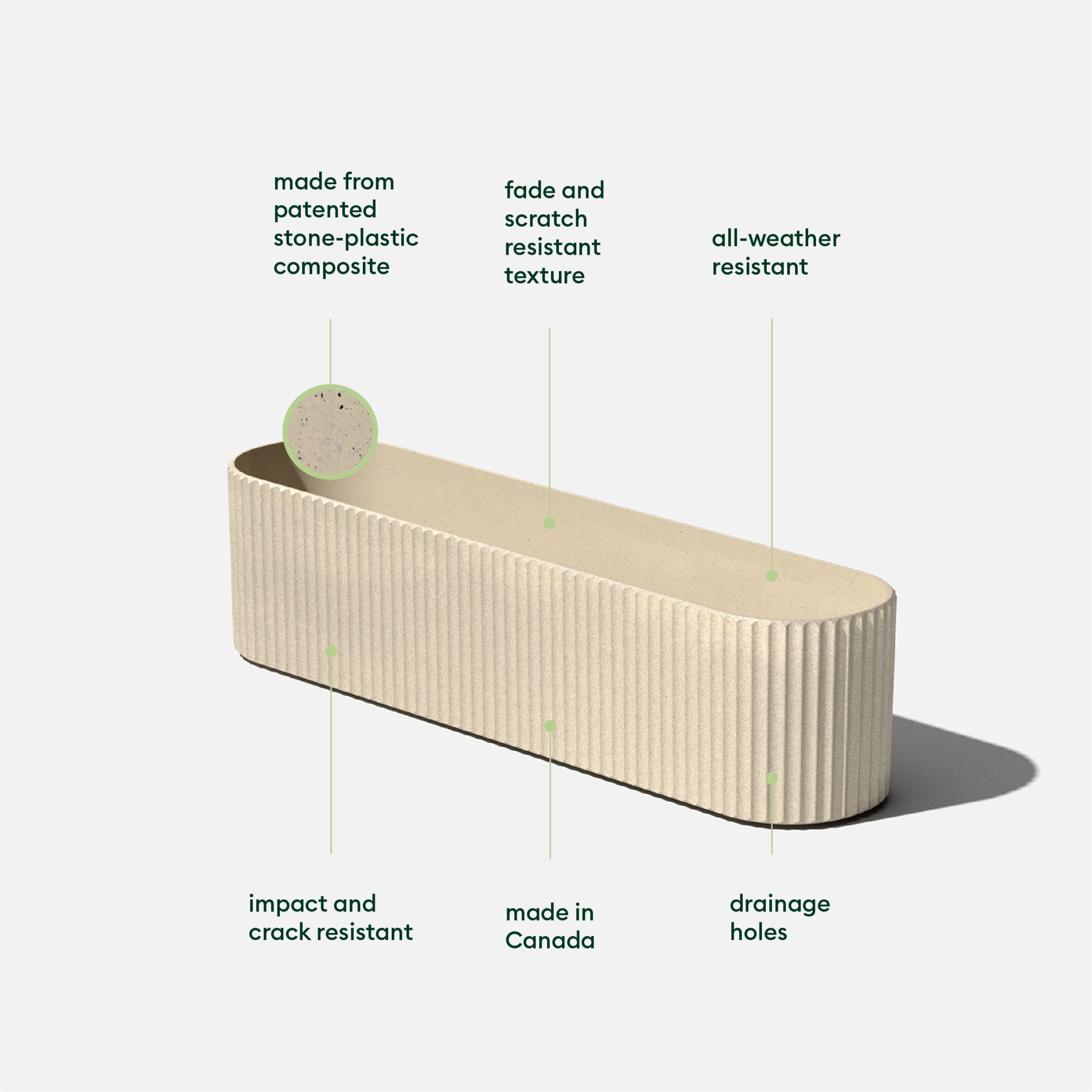 Veradek Demi Series Window Box 36" Plastic-Stone Planter - (Sand/1 Pack)