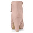 thumbnail image 3 of Unique Bargains Women's Side Zip Low Platform Chunky Heel Ankle Booties Dust Pink (Size 6), 3 of 6