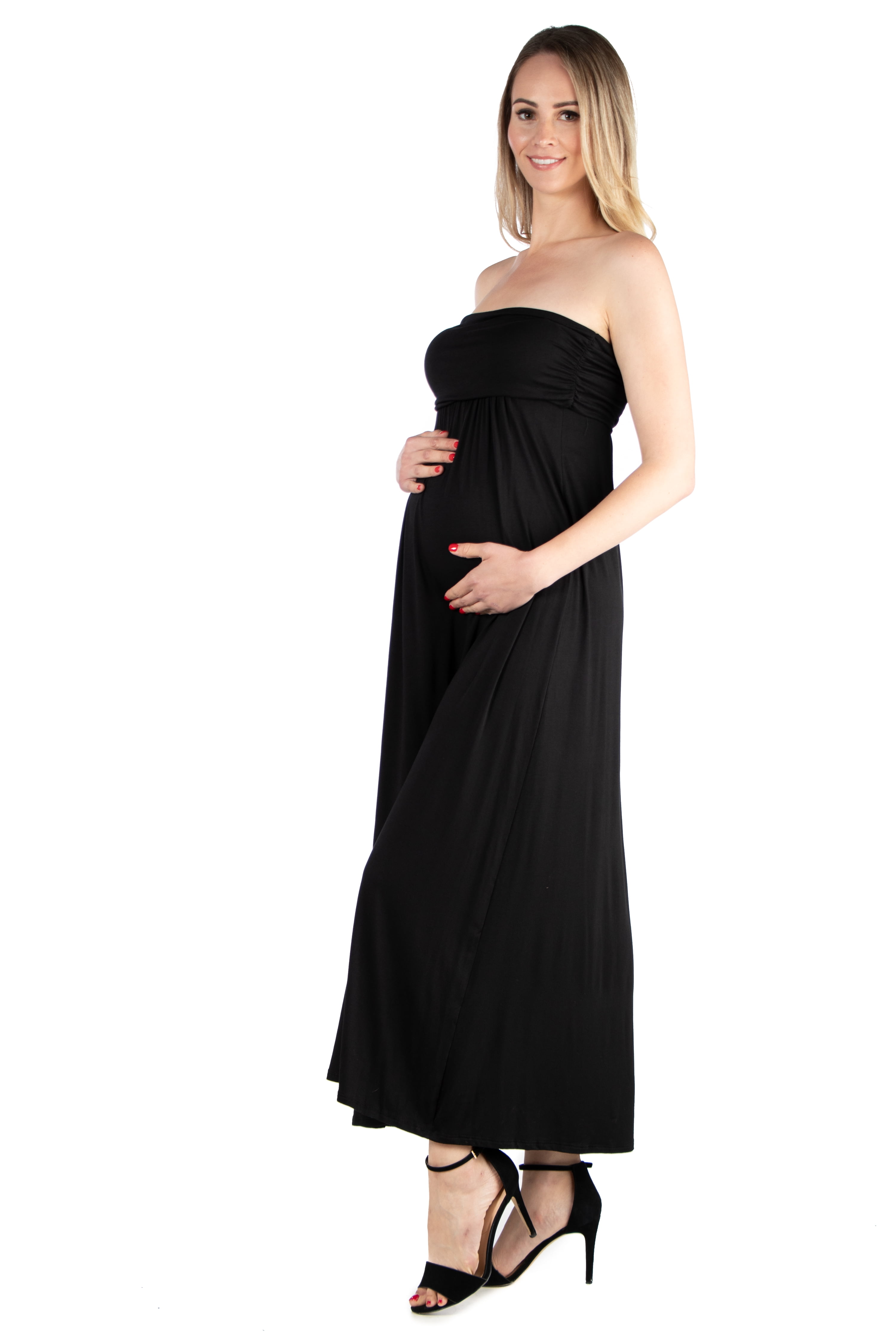 24seven Comfort Apparel Maternity Strapless Maxi Dress