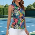 thumbnail image 4 of Aplkyhs Colorful Palm Leaf Women's Golf Sleeveless Shirt Moisture Wicking Golf Tennis Shirts with Collar Tank Top Moisture Wicking Machine Washable Suitable for Golf Enthusiasts, 4 of 7