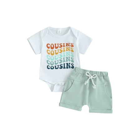 

Sister/Brother Matching Outfit Baby Boy Girls Colorful Letter Print Short Sleeve T-Shirts and Shorts Summer Clothes Set