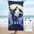 thumbnail image 1 of Toalla de playa Umbreon, suave, de secado rápido, resistente a la arena, para natación, piscina, yoga, gimnasio, camping, toallas de baño ligeras, regalo para niños, niñas, niños y adultos, 27,5 x 55, 1 of 8