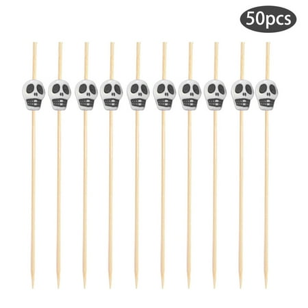

Kitchen 2PC*50pc Bamboo Pick Buffet Fruit Fork Party Dessert Stick Cocktail Skewer