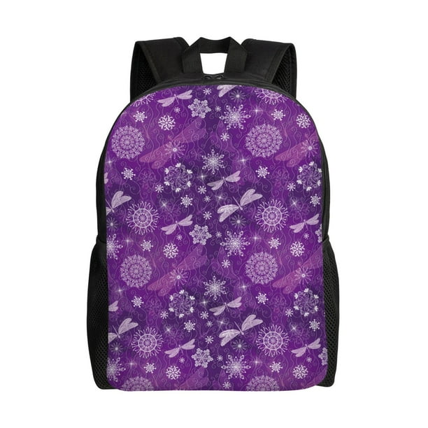 Fotbe Purple Snowflakes Mochila de Viaje para Laptop, Mochila Ejecutiva Delgada y Resistente 15.6"