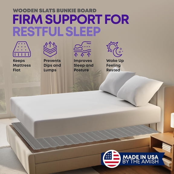 , Wooden King Bed Slats for Support Under Mattress with Cover – Replacement Wood Slats for King Size Bed Frame – Under Mattress Support Without Extra Height – 3.38-Inch Standard Width