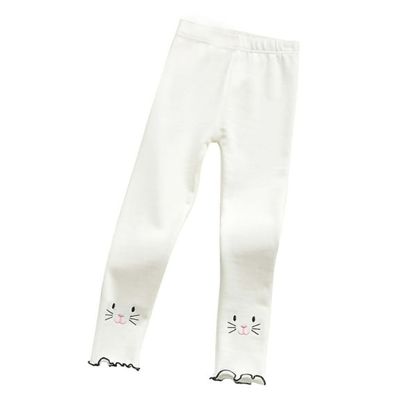 Fesfesfes Fall Winter Leggings Baby Girls Side Embroidery Skinny Pants Cat Pattern Leggings Kids Girls Cropped Trousers On Sale
