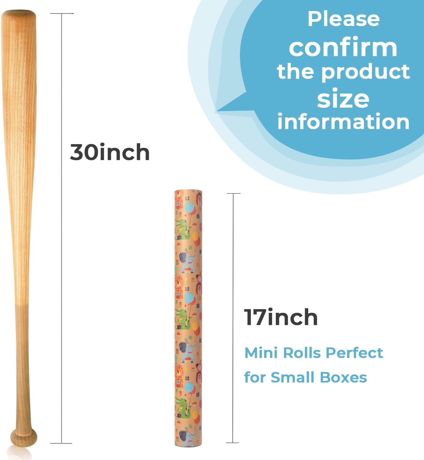 Birthday Wrapping Paper Animal and Balloon Vintage Style Kraft Mini Roll Paper Perfect for Baby Shower Boys Girls Kids Birthday - 17Inch x 394Inch(33Feet)