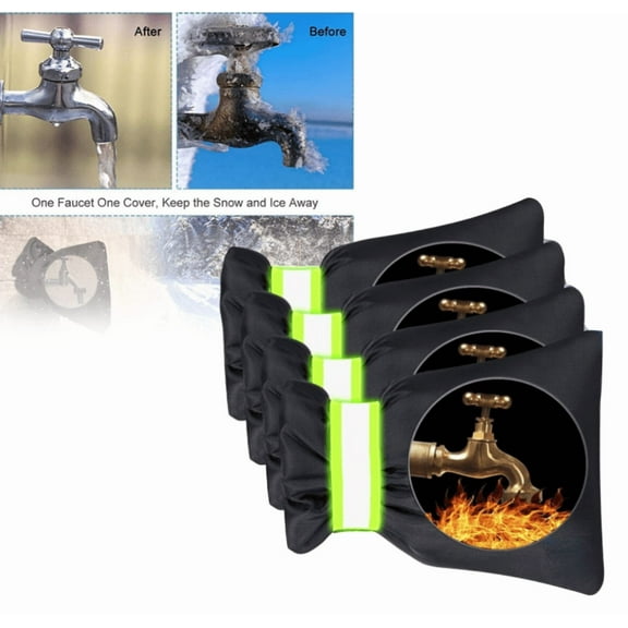 Enlarge Outdoor Faucet Cover for Winter Freeze Protection, Hose Bib Covers for Wall Taps Outside, Waterproof & Frost Free Insulated Spigot Cover, Faucet Socks - 4Pcs(8.6"x7")