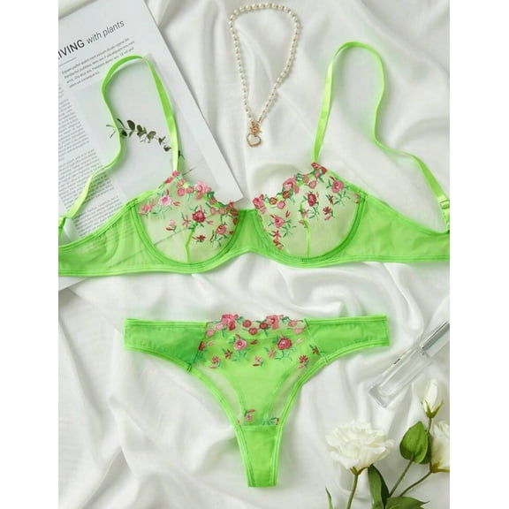 Lime Green Neon Lingerie Set