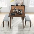 thumbnail image 5 of Abel Modern Solid Wood Walnut Kitchen & Dining Room 3 Piece Furniture Set, 5 of 7