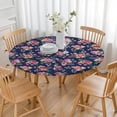 thumbnail image 3 of Pioneer Flower Floral Print Pattern Round Fitted Tablecloth with Elastic Edge,Dining Table Cover Waterproof,Outdoor Round Tablecloth for Camping,Dining,Indoor and Outdoor, 3 of 7