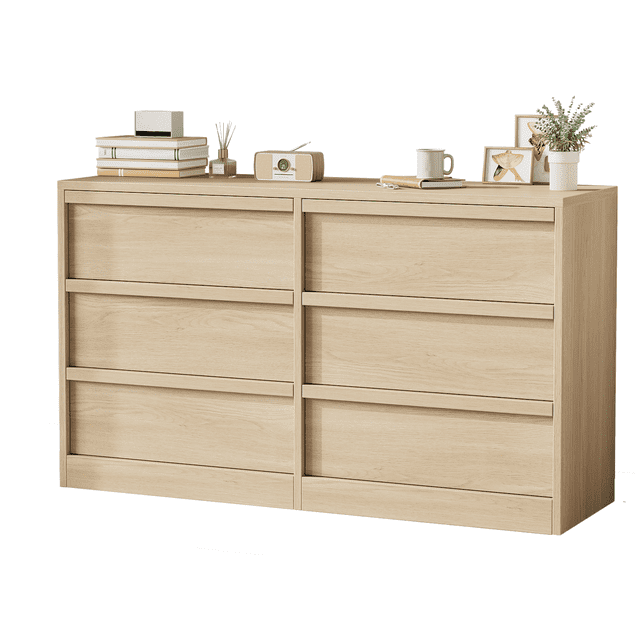 Organisateur Moderne à Double Commode avec 6 Tiroirs, Grand Rangement pour Chambre à Coucher, Salon
