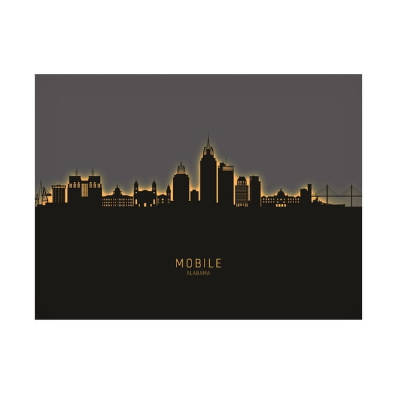 Michael Tompsett 'Mobile Alabama Skyline Glow II' Canvas Art