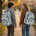 thumbnail image 2 of Yuyamidu Cute Fish Camo 17-Inch School Backpack Set, 4Pcs with Lunch Box, Pencil Case, Water Bottle Sleeve for Boys, Lightweight Bookbag for Elementary Students, 2 of 7
