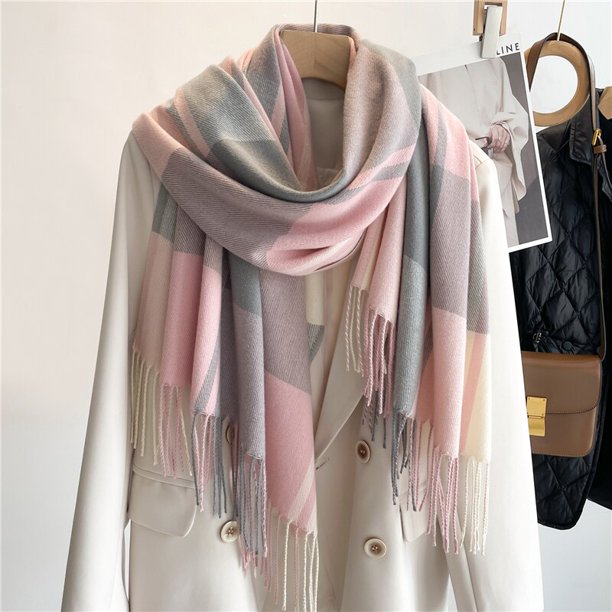 Bufanda a cuadros de lujo para mujer, chal largo de Cachemira, Foulard de Pashmina con borlas, nuevo diseño, invierno, 2022 Fivean unisex
