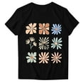 thumbnail image 4 of Womens Summer T-Shirts Floral Print Short Sleeve Base Tees Casual Loose Cute Tops for Teen Girls (2XL, Black), 4 of 4