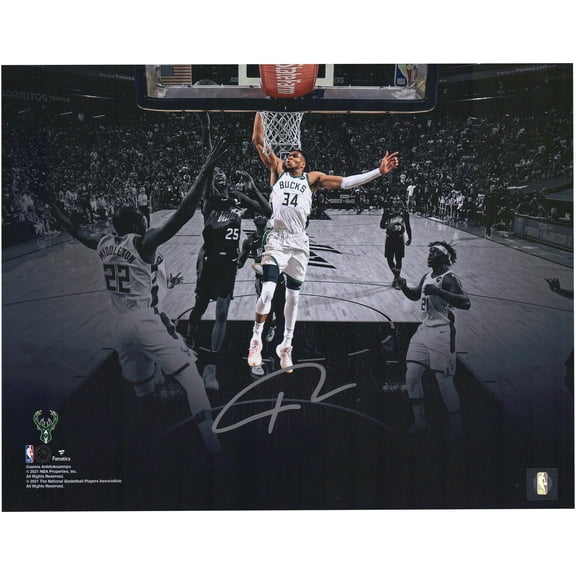 Giannis Antetokounmpo Milwaukee Bucks Autographed 11" x 14" Dunk Spotlight Photograph - Fanatics Authentic Certified