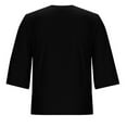 thumbnail image 6 of Enjoytime Button Down Shirts for Women Solid Color Round Neck 3/4 Sleeve Tops Spring Summer Loose Casual Blouses Black XL, 6 of 8
