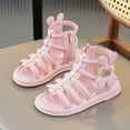 thumbnail image 2 of eileial Girls Gladiator Sandals Cute Open Toe Breathable Summer Shoes with Rubber Sole (Toddler/Little Kid/Big Kid),Pink 11.5, 2 of 5