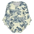 thumbnail image 5 of Toile De Jouy Women's V-Neck Blouse With 3/4 Ruffled Bell Sleeves Casual Top Ladies Blouses, 5 of 7