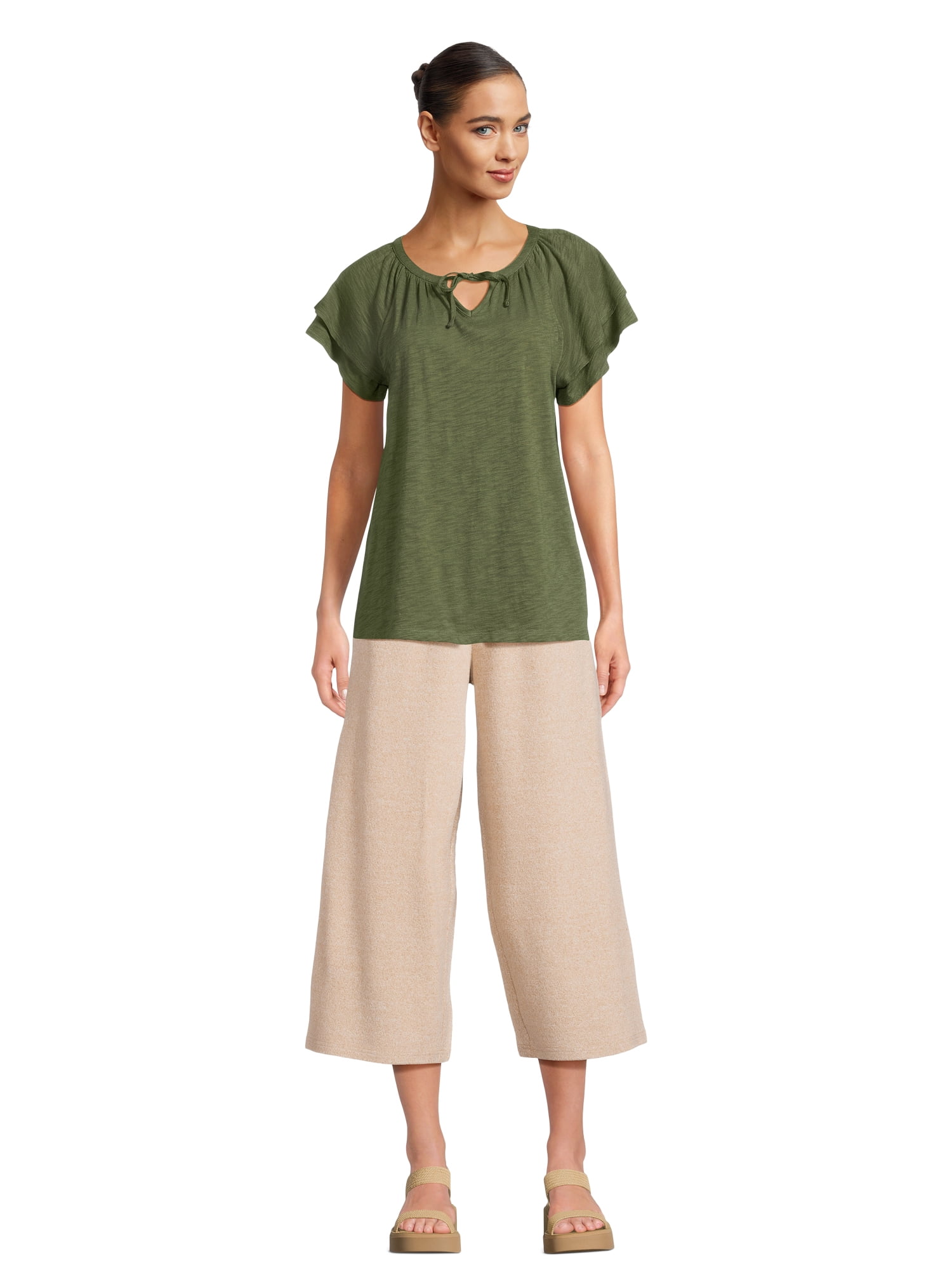 Time and Tru Women's Wide Leg Hacci Pant